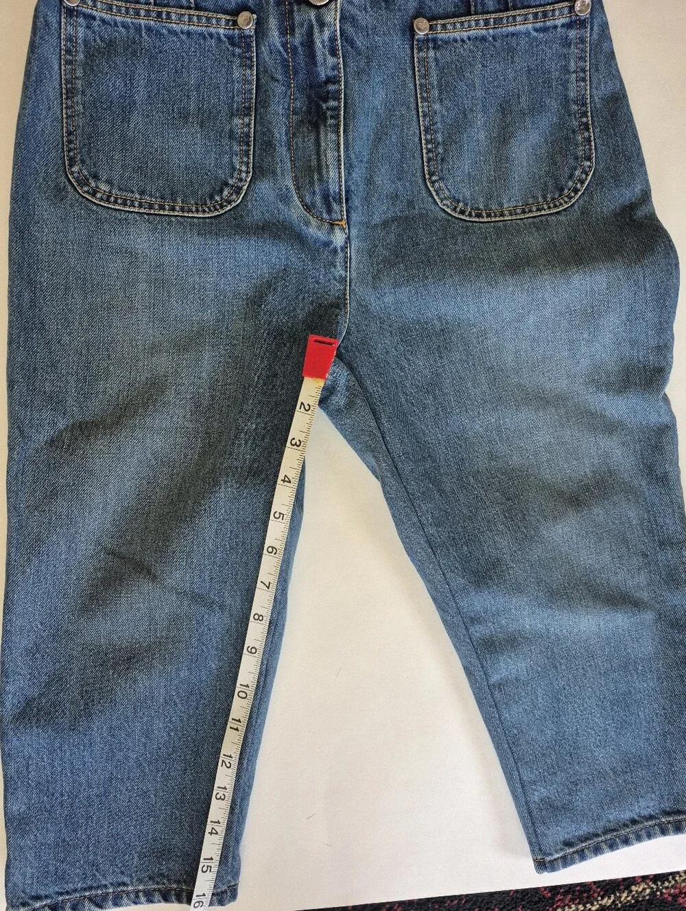CHANEL Capri Pants Blue Denim Bermuda High Rise Size 40 = 8 NEW